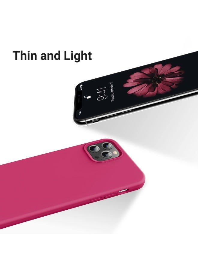 Compatible with iPhone 15 Pro Max 6.7 Inch Slim Liquid Silicone 4 Layers Soft Gel Rubber Shockproof Protective Phone Case with Anti Scratch Microfiber Lining (rose red) - Image 4